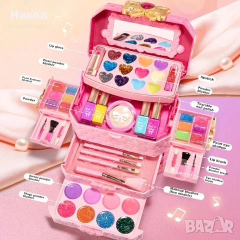 Музикално куфарче с нетоксичен грим за деца Music Gift Box, луксозен грим за деца, 3Y+, снимка 6 - Музикални играчки - 54191734