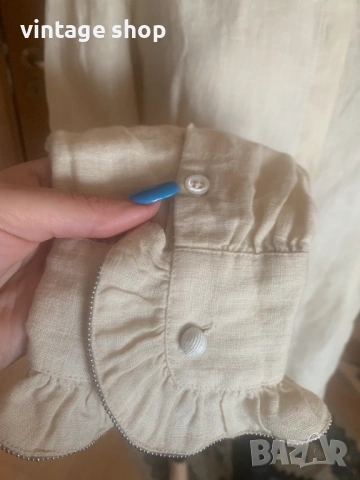 Ленена елегантна риза в екрю, снимка 3 - Ризи - 53813008