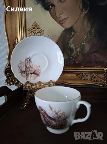 Винтидж голяма чаша с чинийка, снимка 2 - Декорация за дома - 53375288