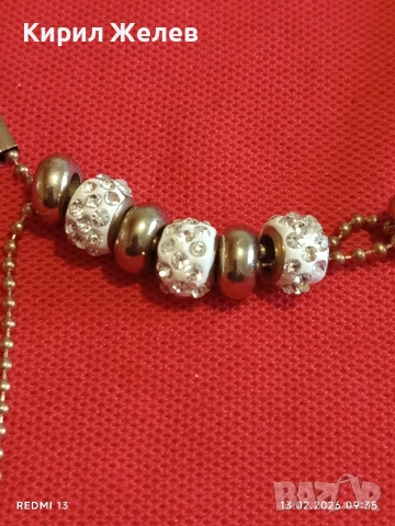 Елегантна златиста винтидж огърлица с искрящи кристали 11677, снимка 2 - Колиета, медальони, синджири - 53462248