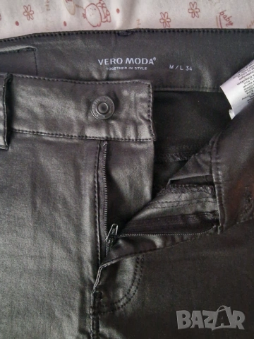 Дамски кожен панталон промазка, снимка 4 - Панталони - 45398469