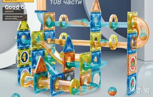 Голям 3D Цветен Магнитен конструктор MAGIC MAGNETIC BLOCKS, 108 части