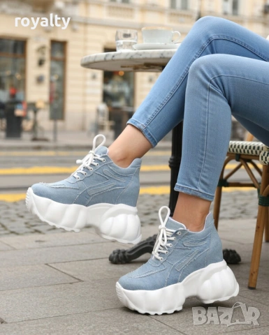 Кецове на платформа - деним, снимка 3 - Кецове - 54028930