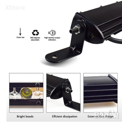 Външен прожектор със шест LED крушки за автомобили и мотоциклети 90 W LED BAR3, снимка 5 - Аксесоари и консумативи - 52458470