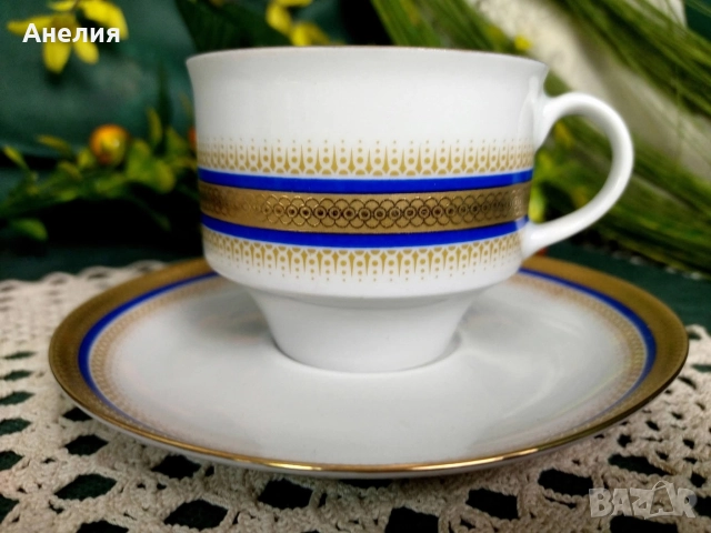Wunsiedel bavaria кобалтово/ златен кант, снимка 12 - Чинии - 52968633