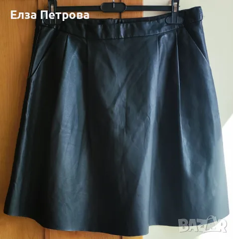 Дамска черна кожена лятна/есенна пола; 3XL÷4XL, снимка 1 - Поли - 47245640