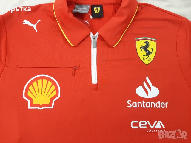 Puma Scuderia Ferrari F1 Team Pro - Оригинална мъжка тениска с яка, снимка 10 - Тениски - 52666342