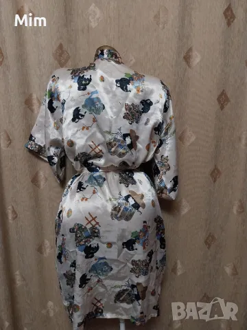 XL Сатенен халат с къс ръкав , снимка 7 - Нощници - 49747134