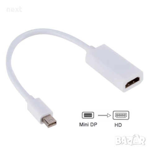 Преходник, адаптер, преобразувател mini DisplayPort (mini DP) към HDMI DVI VGA + Гаранция, снимка 2 - Кабели и адаптери - 50847513