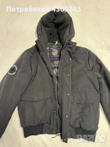 Оригинално Мъжко Яке Superdry много дебело и топло, черно преходно яке