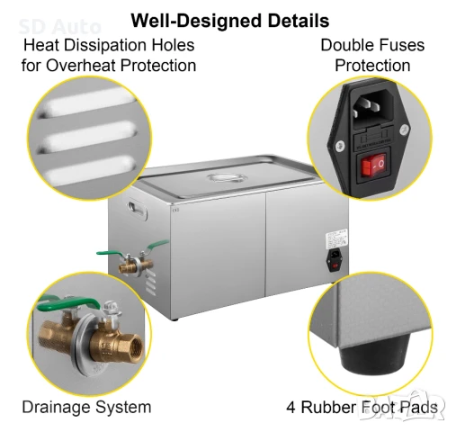 Ултразвукова дигитална почистваща вана  30 Литра / 40 kHz, снимка 6 - Други инструменти - 50498134