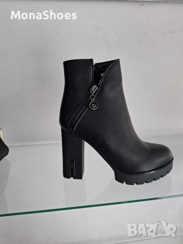 дамски кожени боти на ток 