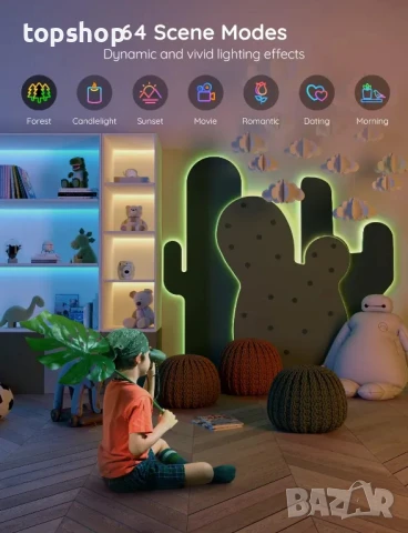 НОВА, ТЕСТВАНА LED лента Govee, 65,6 фута (19,8 м), WiFi RGB лента, работеща с Alexa и Google..., снимка 2 - Лед осветление - 50575658
