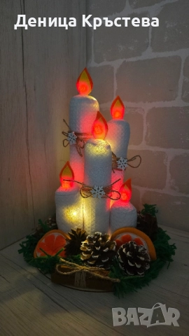 Коледни свещи от текстил , снимка 4 - Декорация за дома - 52421177