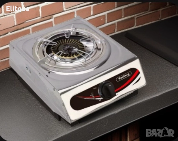 Газов единичен котлон Rosberg Premium, 30 mbar, Неръжд, стомана, Чугунена горелка, с две поставки, 2, снимка 4 - Друга електроника - 52888953