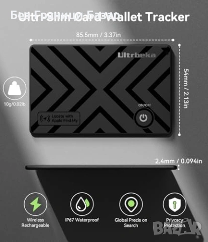 Нови Apple Find My Wallet Tracker MFi Тракер За Портфейл 2 броя антикражба, снимка 2 - Друга електроника - 53876298