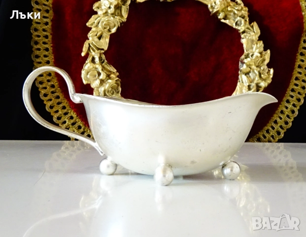 Посребрена сосиера,каничка 160 мл. , снимка 5 - Антикварни и старинни предмети - 52978416