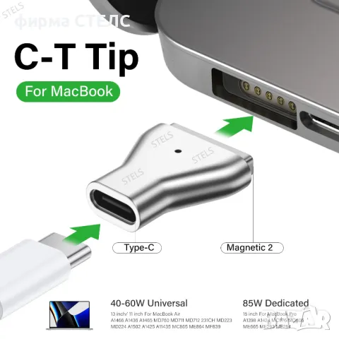  Адаптер USB-C към MagSafe 2 за MacBook с магнитно зареждане и LED, снимка 8 - Други - 49813212