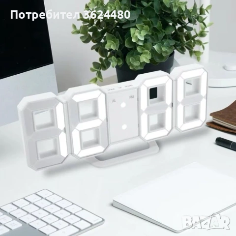  Светещ  LED часовник с аларма , снимка 2 - Други - 53576885