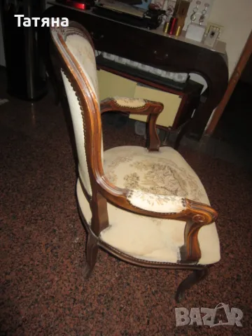 Старинен стол -СТИЛ ЛУИ 14  -ГОБЛЕНОВА ДАМАСКА, снимка 4 - Антикварни и старинни предмети - 49702011