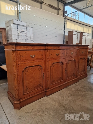 Античен Сет- Масивна Витрина с Писалище,Скрин и Маса+6 бр.Стола-внос от Германия!, снимка 2 - Витрини - 52882467