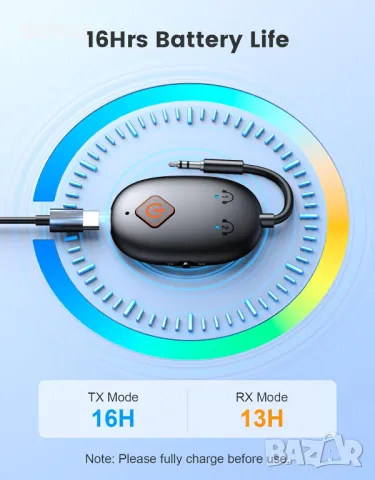 Glangeh Bluetooth 5.3 предавател-приемник, 2-в-1 безжичен Aux -Bluetooth адаптер, снимка 6 - Друга електроника - 46832212