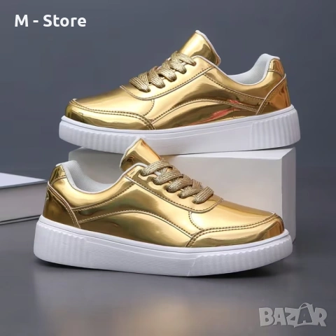 Дамски маратонки - златисти, снимка 5 - Маратонки - 54237346