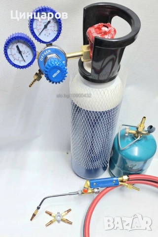 Оксижен комплект-бутилки, горелка, вентил, маркуч 
