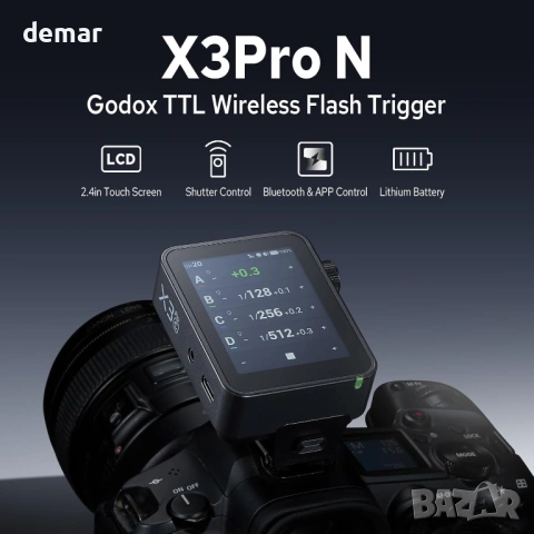 Godox X3 Pro N, 2.4G безжичен сензорен екран, предавател за светкавица, снимка 2 - Светкавици, студийно осветление - 54216101