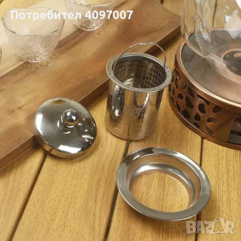 Прозрачен стъклен чайник с инфузер за кафе и чай, снимка 8 - Аксесоари за кухня - 45751423