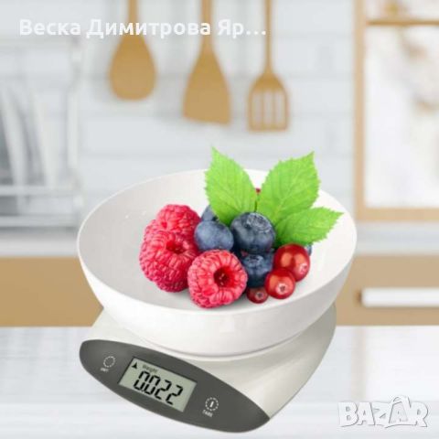 Кухненска везна с купа, 5кг., 2хАААбатерии, LED екран, Зелен, Сив, снимка 4 - Други стоки за дома - 46797618