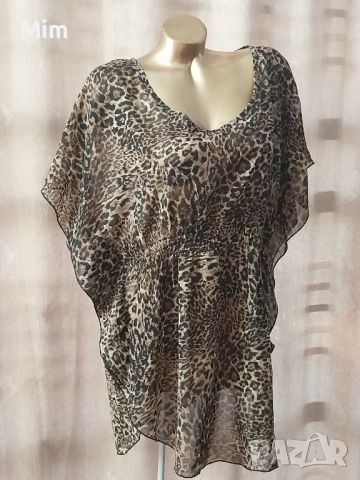 XL/2XL Ефирна,свободна блуза / туника  / анимал принт , снимка 1 - Туники - 46506927