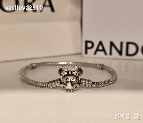 Pandora Disney Mickey Mouse оригинална дамска сребърна гривна , снимка 2 - Гривни - 53891828