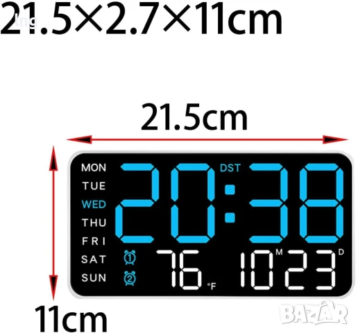 Електронен часовник – Мултифункционален дигитален, снимка 2 - Стенни часовници - 50973220