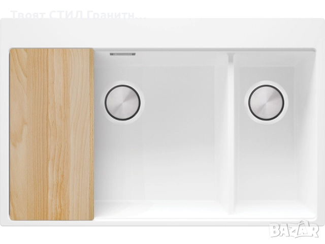 Бяла кухненска гранитна мивка Осло 80 Duo Top 780x500 мм, снимка 9 - Мивки - 52548521