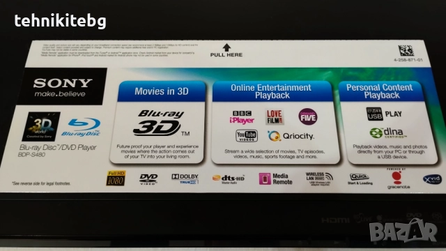 ⭐⭐⭐ SONY BDP-S480 ⭐⭐⭐ Blu-Ray 3D/DVD/CD/MP3 плеър с USB и LAN, снимка 6 - Аудиосистеми - 51646263