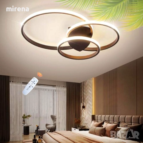 LED лед полилей с дистанционно 3 кръга бяла и кафява 218, 219, снимка 8 - Полилеи - 51536967