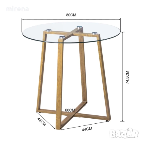 Кръгла стъклена трапезна маса с метални крака 80*80*75 см - Стъкло, снимка 12 - Маси - 51556746