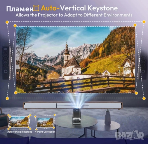 XGODY Gimbal 5 Full HD 1080P проектор, снимка 10 - Плейъри, домашно кино, прожектори - 52026261