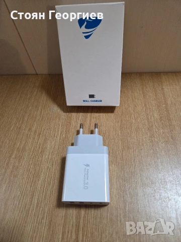 Стенно зарядно устройство. Оборудвано е с два USB-C порта (PD20W) и два USB-A порта (3.1A, снимка 2 - Друга електроника - 53596795