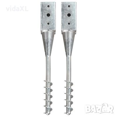 vidaXL Заземителни колове 2 бр сребристи 7x7x56 см поцинкована стомана(SKU:145435