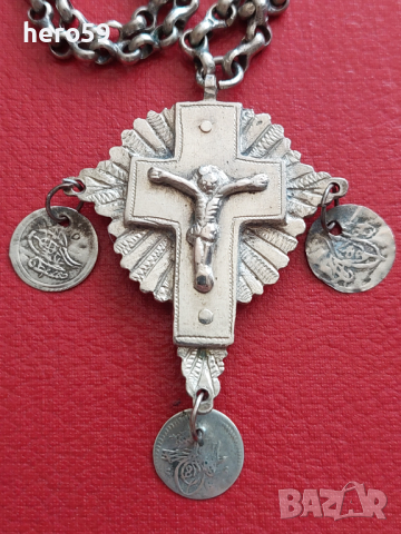 Много стар православен кръст от високопробно сребро 900, снимка 2 - Антикварни и старинни предмети - 45003629
