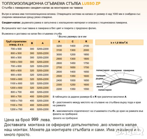 Тавански сгъваеми стълби, снимка 6 - Други стоки за дома - 46586702