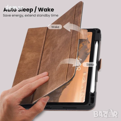 Ръчно изработен калъф AsileCuir за iPad Pro 13 инча M4 2024 A2925 A2926 A3007 с джоб, снимка 8 - Калъфи, кейсове - 51104794