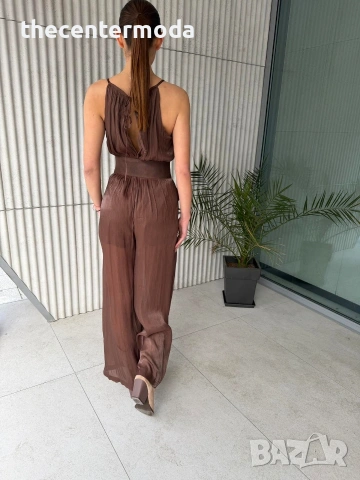 Сатенен гащиризон в кафяв цвят, снимка 2 - Рокли - 53437726