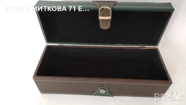 Дървено ковчеже облицовано с кафява и зелена кожа, снимка 3 - Антикварни и старинни предмети - 50499509