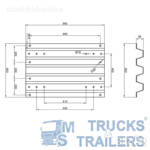 Плоча за лафет H90 MAN / SCANIA / DAF, снимка 2 - Части - 48393330