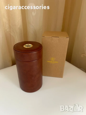 Преносим хумидор за пури с хигрометър – кожа + кедър, снимка 5 - Табакери - 51377569