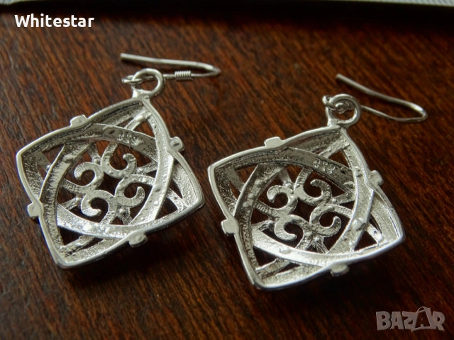 Посребрени дамски обеци, снимка 5 - Обеци - 53643701