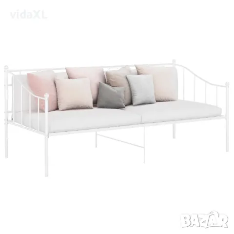 vidaXL Рамка за легло, разтегателен диван, бяла, метал, 90x200 см(SKU:324774), снимка 1 - Спални и легла - 48438795